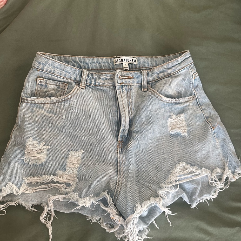 Signature8 Women's Ripped Jean Shorts - Light Blue